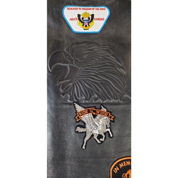 vintage Wilson's Open Road Leather Biker Vest XL Black Patch Sturgis Motorcycle - Picture 6 of 7